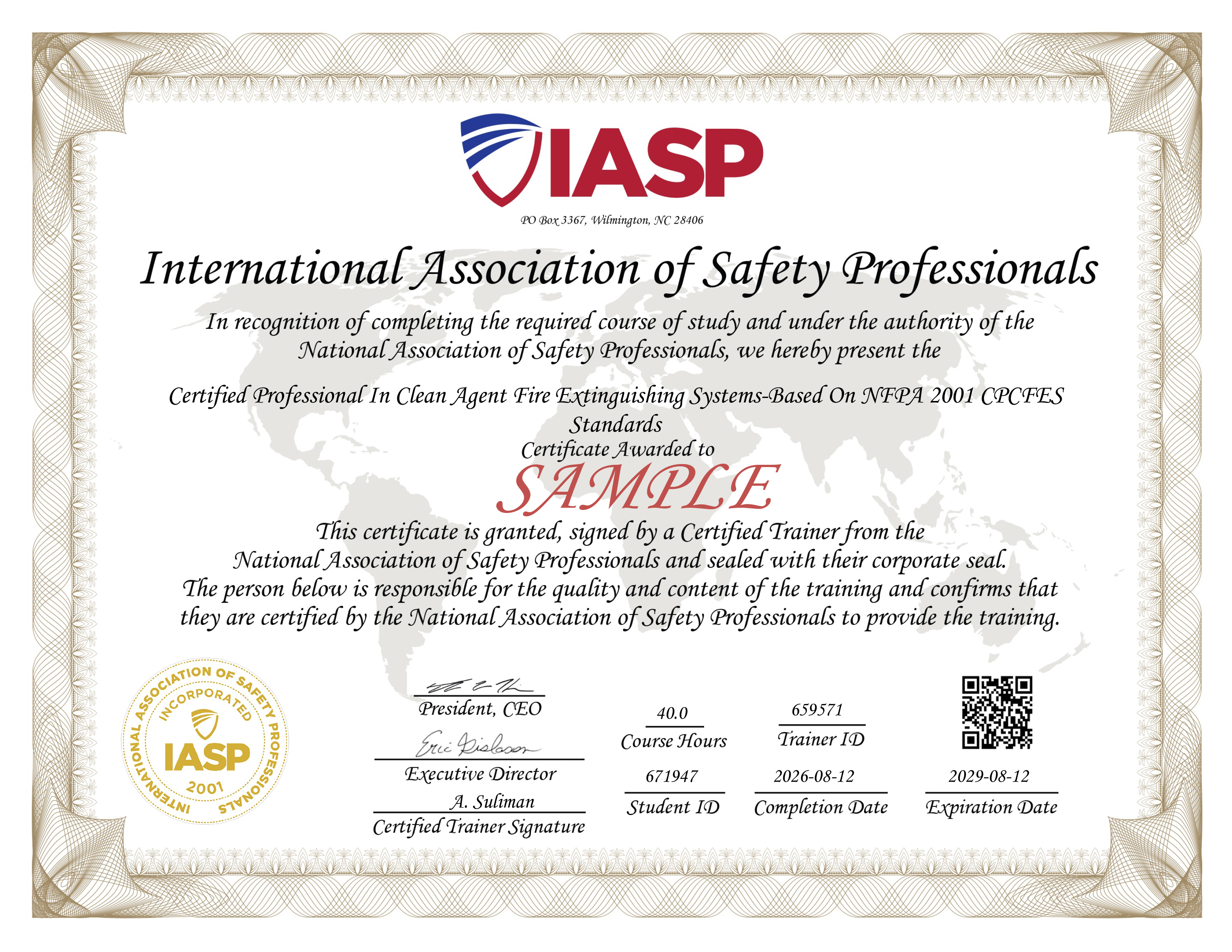 اخصائي أنظمة إطفاء الحريق بالعوامل النظيفة وفق معيار NFPA 2001