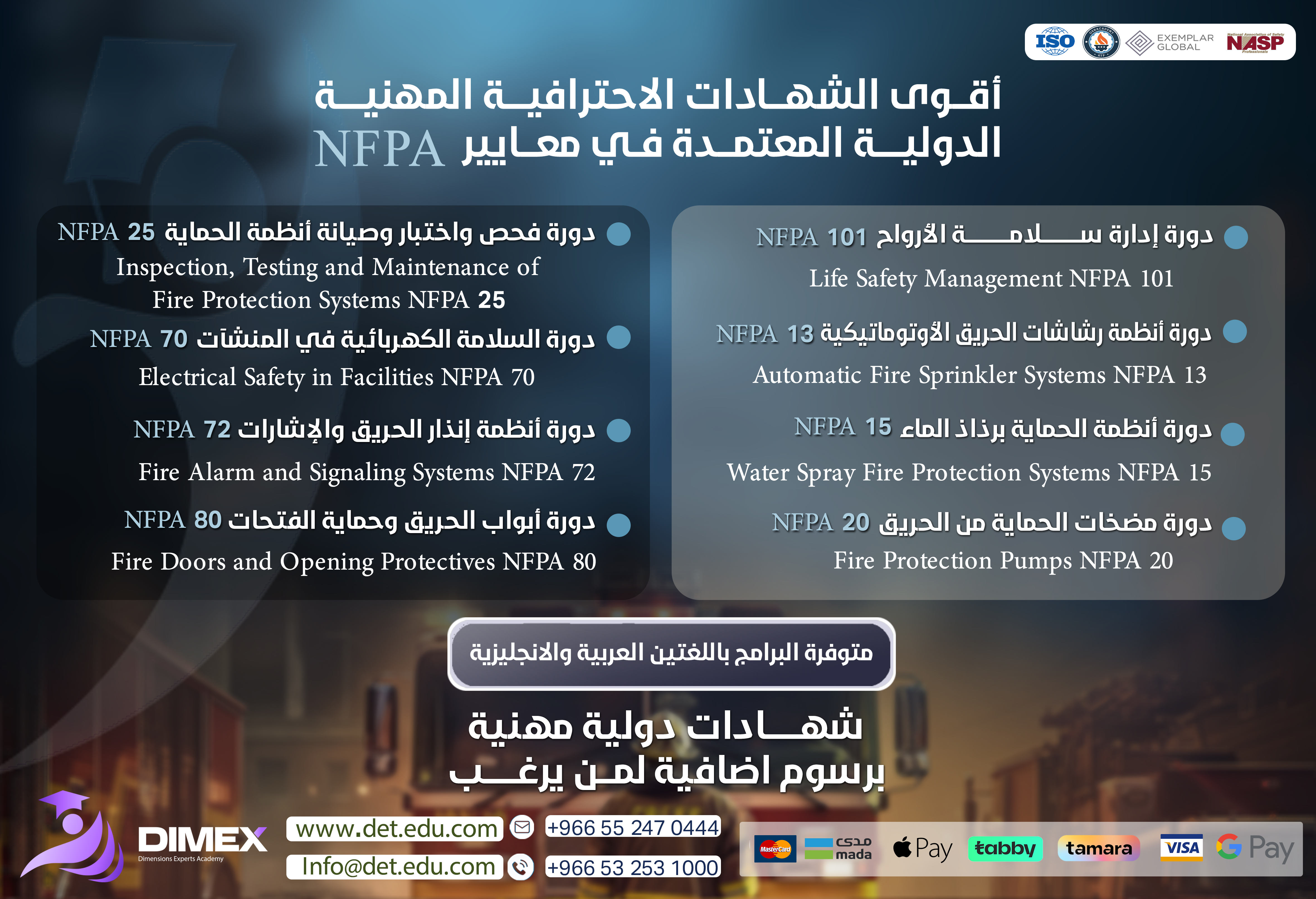 أقوى البرامج الاحترافية في معايير NFPA العالمية - البرنامج الشامل يضع بين يديك كافة اكواد الحماية والسلامة من الحرائق (13 - 15- 20 - 25- 70-72-80-101-2001)