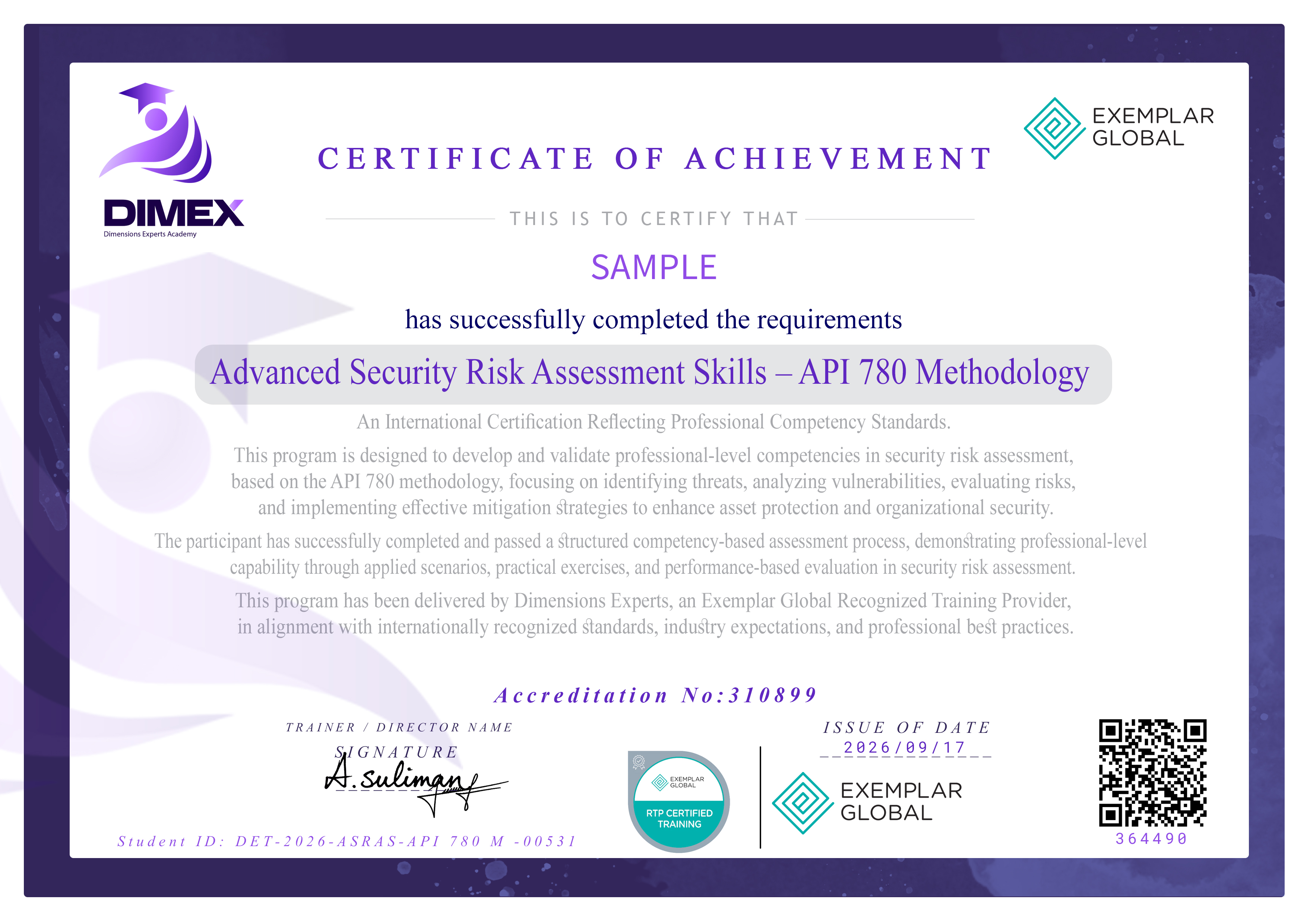 تقيم المخاطر الأمنية وفق منهجية Advanced Security Risk Assessment Skills – API 780 Methodology